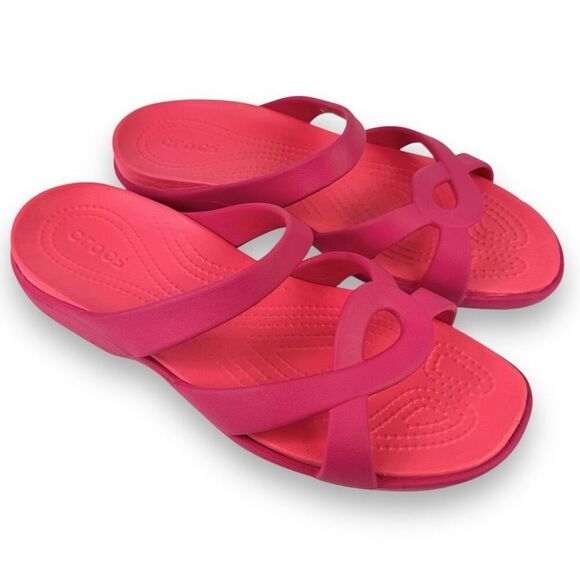 Crocs Meleen Twist Sandals Slides Hot Pink Fuschia Open Toe Women’s 11 - Picture 13 of 13